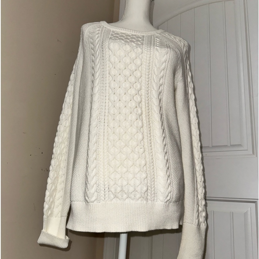 GAP Off White 💯 Cotton Cable Knit Sweater